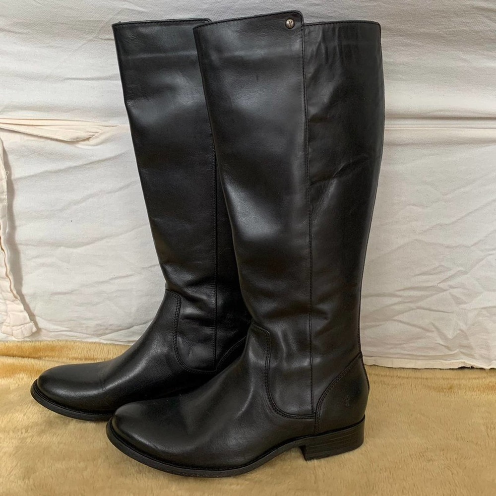 Frye Melissa Stud Back Black Boots 7.5